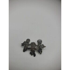 Vintage Premier Designs Silver Tone Brooch Pin Angels Cupid Jewelry Costume